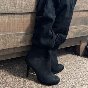 Thalia Sodi Black Over-the-Knee Suede Stiletto Boots